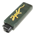 Зажигалка газовая из натурального камня Офиокальцит с декоративной металлической вставкой в виде ящерицы Metal Stone Lighters варинант исполнения - 2 | Loft Concept в Рязани