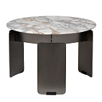 Столик журнальный с круглой мраморной столешницей на трех опорах Marble Stone Drawing варинант исполнения - 1 | Loft Concept в Рязани