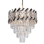 Люстра многоярусная с переплетенными металлическими элементами черного и золотого цвета и прозрачными хрустальными подвесками Empire Chandelier Crystal варинант исполнения - 1 | Loft Concept в Рязани