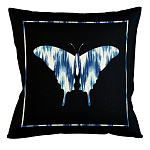 Подушка декоративная бабочка с синим узором Ikat Pattern варинант исполнения - 1 | Loft Concept в Рязани