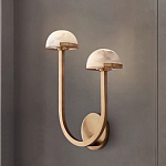 Бра с 2-мя мраморными плафонами на латунном корпусе Light Warm Light варинант исполнения - 3 | Loft Concept в Рязани