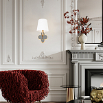 Бра с белым текстильным абажуром и фигурным основанием с зеркальной вставкой Vitorino варинант исполнения - 7 | Loft Concept в Рязани