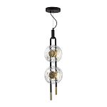 Подвесной светильник с 2-мя прозрачными стеклянными плафонами и золотистыми центральными вставками Virelia  варинант исполнения - 5 | Loft Concept в Рязани