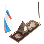 Настольный письменный набор с часами в виде пирамиды из природного камня обсидиана Pyramid of Time варинант исполнения - 2 | Loft Concept в Рязани