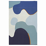 Плед из хлопка синего цвета с абстрактным принтом Elysian Flow Ocean варинант исполнения - 1 | Loft Concept в Рязани