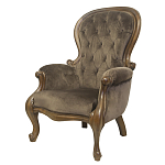 Кресло с мягкой обивкой из коричневого велюра на 4-х деревянных ножках Evelyn Classical Armchair варинант исполнения - 3 | Loft Concept в Рязани