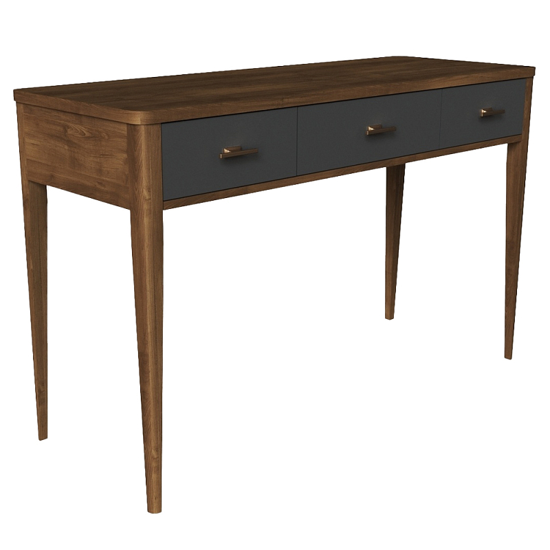 Консоль из массива бука с 3-мя ящиками Tasteful Furniture Коричневый Серый Консоль из массива бука с 3-мя ящиками Tasteful Furniture Коричневый Серый в Рязани | Loft Concept