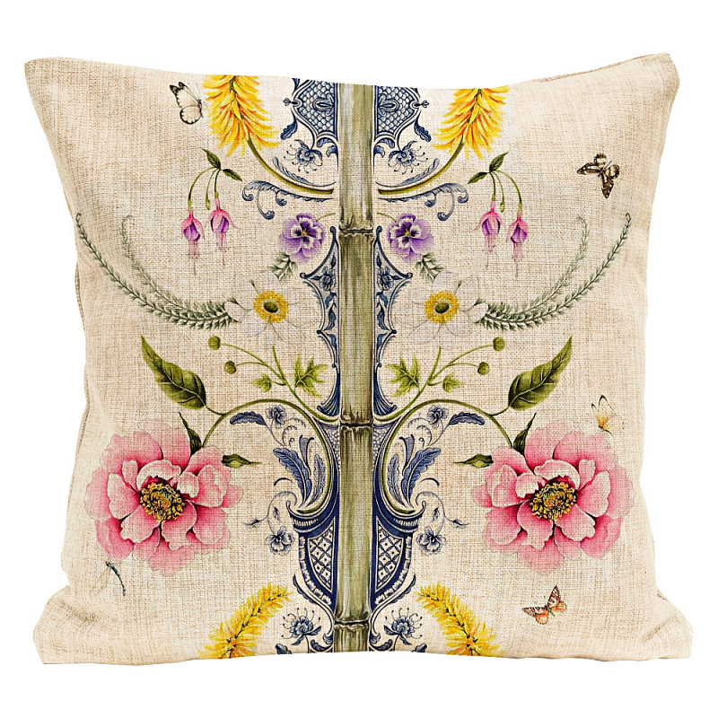 Декоративная подушка Flower Waltz Pillow Мульти Бежевый Декоративная подушка Flower Waltz Pillow Мульти Бежевый в Рязани | Loft Concept