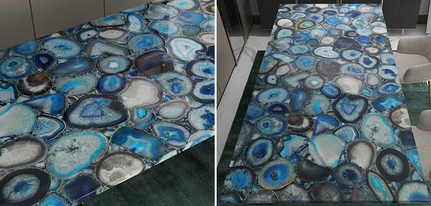 Обеденный стол Agate Design Blue Dining Table Обеденный стол Agate Design Blue Dining Table - Loft-Concept в Рязани