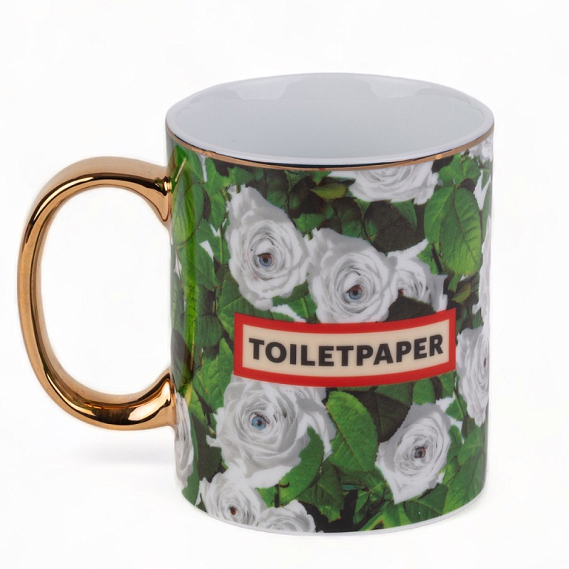 Кружка Seletti Roses Белый Золотой Зеленый Кружка Seletti Roses Белый Золотой Зеленый в Рязани | Loft Concept