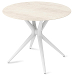 Стол обеденный с круглой столешницей из керамики на четырех белых ножках Sand Ceramics варинант исполнения - 2 | Loft Concept в Рязани