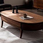 Кофейный стол овальный из дерева с 2-мя ящиками Coffee Walnut Table варинант исполнения - 3 | Loft Concept в Рязани