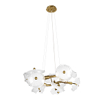 Люстра подвесная круглая с ветвистыми бронзовыми элементами и стеклянными рифлеными дисками Textured Glass Chandelier варинант исполнения - 3 | Loft Concept в Рязани