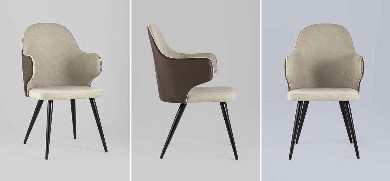 Стул Miruna Fabric and Leather Chair с Подлокотником Стул Miruna Fabric and Leather Chair с Подлокотником - Loft-Concept в Рязани