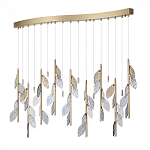 Люстра с золотистыми трубками и прозрачными стеклянными листьями на подвесах Sylva  варинант исполнения - 2 | Loft Concept в Рязани