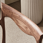 Стул деревянный с мягким сиденьем из коричневой натуральной кожи Moon Walnut Furniture варинант исполнения - 6 | Loft Concept в Рязани