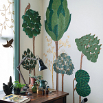 Обои ручная роспись Mughal Trees Original colourway on linen варинант исполнения - 1 | Loft Concept в Рязани