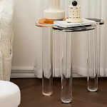 Дизайнерский журнальный стол с фигурной столешницей на 3-х прозрачных ножках Rahakif варинант исполнения - 2 | Loft Concept в Рязани