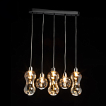 Люстра с 3-мя плафонами волнообразной формы цвета янтарь и 2-мя прозрачными шарообразными плафонами Lucid Rain  варинант исполнения - 3 | Loft Concept в Рязани