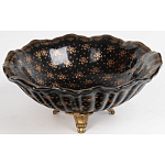 Блюдо черного цвета из фрафора на бронзовых ножках Eden Garden porcelain and bronze варинант исполнения - 2 | Loft Concept в Рязани