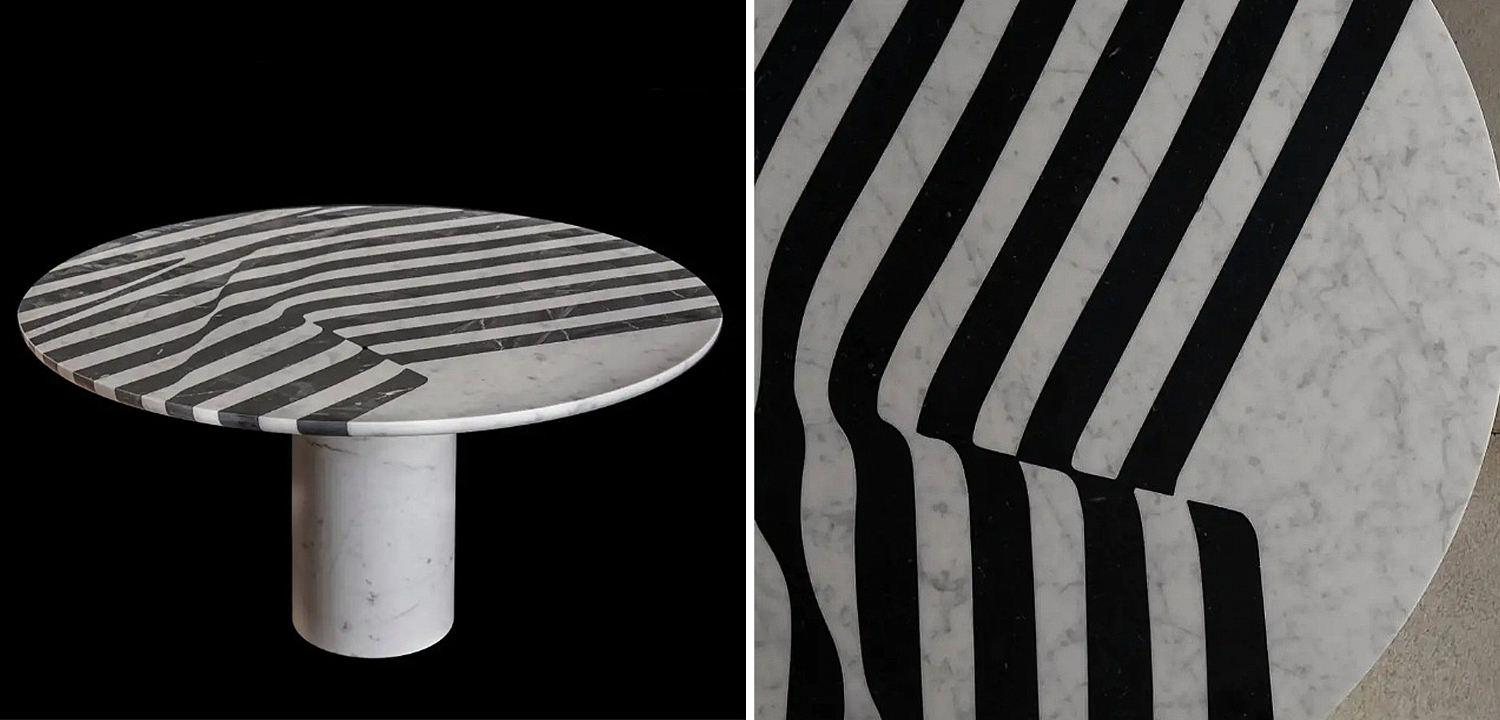 Обеденный стол Safwan Black and White Stripes Dining Table Обеденный стол Safwan Black and White Stripes Dining Table - Loft-Concept в Рязани