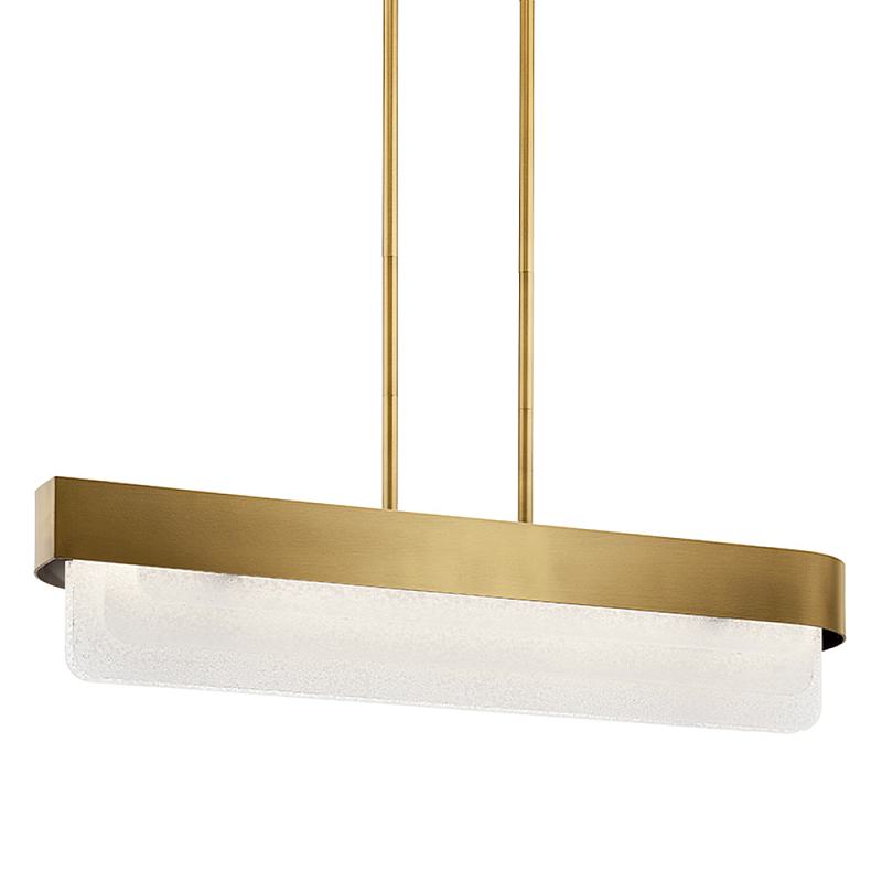 Люстра подвесная прямоугольная цвета латунь Kichler Латунь Прозрачное Стекло Белый в Рязани | Loft Concept 