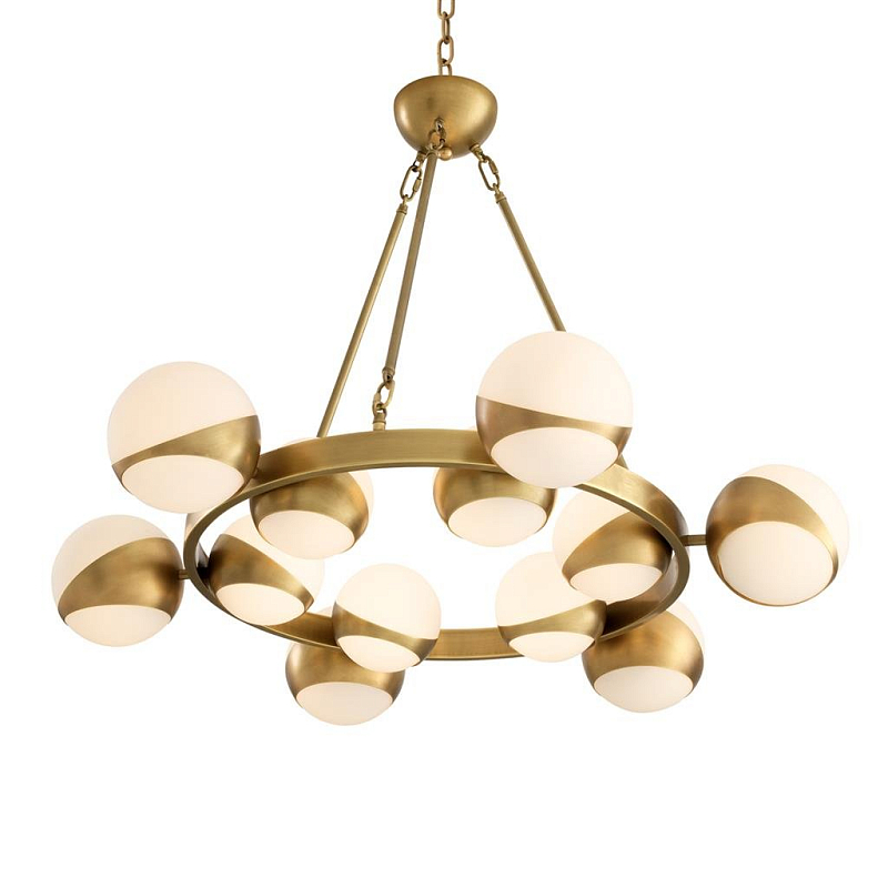 Люстра Chandelier Piazetta Латунь Античная полированная Белый Люстра Chandelier Piazetta Латунь Античная полированная Белый в Рязани | Loft Concept