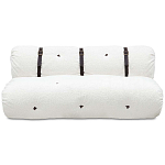 Двухместный диван без подлокотников белый с обивкой букле и ремешками из кожи Blaise Boucle Sofa варинант исполнения - 1 | Loft Concept в Рязани