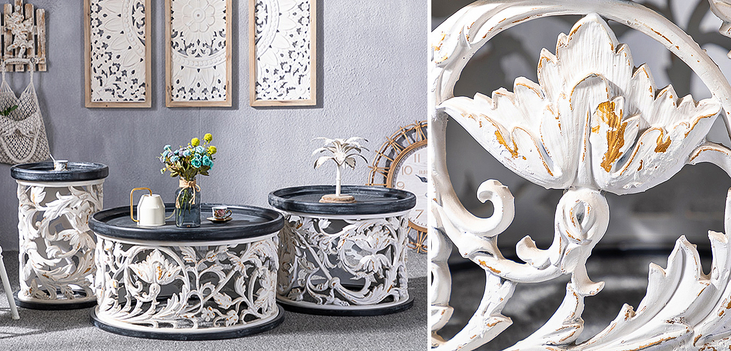 Кофейный стол Fleurette Provence Black White Side Table 63 - Loft-Concept в Рязани