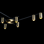 Потолочный светильник с 10-ю цилиндрическими плафонами цвета латунь TRIBES CHANDELIER варинант исполнения - 5 | Loft Concept в Рязани