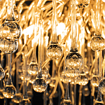 Люстра подвесная с прозрачными стеклянными подвесками в форме капель Диаметр 80 см Droplet Chandelier варинант исполнения - 17 | Loft Concept в Рязани