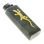 Зажигалка газовая из натурального камня Офиокальцит с декоративной металлической вставкой в виде ящерицы Metal Stone Lighters варинант исполнения - 3 | Loft Concept в Рязани