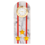 Часы погон МВД подарочные настольные из натурального камня Мрамор Military Clock варинант исполнения - 7 | Loft Concept в Рязани