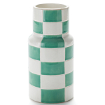 Ваза из фаянса Brighter than the Stars с шахматным принтом бирюзового цвета  варинант исполнения - 1 | Loft Concept в Рязани