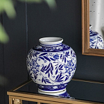 Ваза округлой формы с бело-синим цветочным орнаментом Blue & White Ornament  варинант исполнения - 5 | Loft Concept в Рязани
