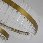 Люстра подвесная двухъярусная с золотистымыми кольцами и прозрачными стеклянными элементами Ring Horizontal варинант исполнения - 4 | Loft Concept в Рязани