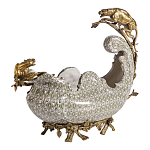 Чаша для фруктов из фарфора бронзовыми фигурками леопардов Eden Garden варинант исполнения - 1 | Loft Concept в Рязани