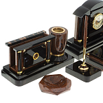 Настольный письменный набор с часами из природного камня обсидиана Peace Contract варинант исполнения - 3 | Loft Concept в Рязани