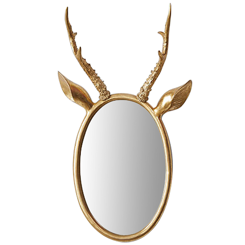 Овальное зеркало с декором оленьи рога Golden Deer Mirror Золотой Овальное зеркало с декором оленьи рога Golden Deer Mirror Золотой в Рязани | Loft Concept