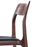 Стул деревянный с мягким сиденьем из черной натуральной кожи Moon Walnut Furniture варинант исполнения - 8 | Loft Concept в Рязани