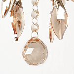 Люстра подвесная круглая с тканевым полупрозрачным абажуром и подвесками 4 лампы Gilded Elegance варинант исполнения - 6 | Loft Concept в Рязани