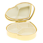 Таблетница карманная в форме сердца с 3-мя отделениями с зеркалом и накладкой из натурального камня Яшма Змеиная Gold Stone Pillboxes варинант исполнения - 3 | Loft Concept в Рязани