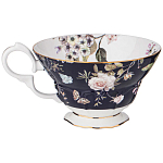 Чайный набор из фарфора темно-синий с рисунком цветов на 6 персон 12 предметов 280 мл Garden Whisper Porcelain Set  варинант исполнения - 3 | Loft Concept в Рязани