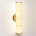 Бра с цилиндрическим плафоном из белого алебастра на круглом основании Латунь Cryptocrystalline Stone варинант исполнения - 1 | Loft Concept в Рязани