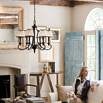 Люстра бронзового цвета с бежевыми абажурами из органзы в классическом стиле Hinkley варинант исполнения - 9 | Loft Concept в Рязани