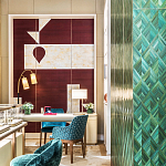 Обои ручная роспись в стиле Арт-деко Assemblage Original colourway on red silk dupion варинант исполнения - 3 | Loft Concept в Рязани