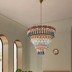 Люстра круглая с декором из разноцветных элементов в виде листьев Changing Seasons варинант исполнения - 6 | Loft Concept в Рязани