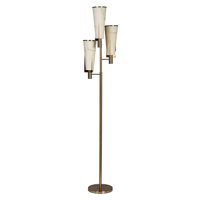 Торшер на три лампы с расцветкой под мрамор на матовом металлическом основании Elegant Classic Light Белый Латунь в Рязани | Loft Concept 
