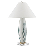 Настольная лампа овальная с тропическим принтом Stylized Aalm Leaves Motif варинант исполнения - 5 | Loft Concept в Рязани