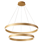 Люстра подвесная светодиодная с двумя золотистыми кольцами Диаметр 80 см Ring Horizontal варинант исполнения - 1 | Loft Concept в Рязани